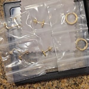 Gold Hoop and Stud Earring Set 3pairs